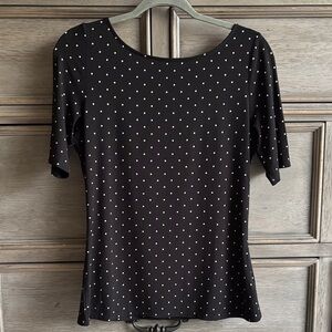 WHBM Black Polka Dot Short Sleeve Top